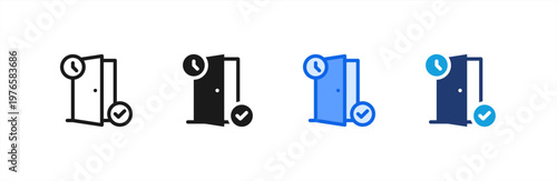Meeting Room Booking icon multiple style collection. Vector illustration.