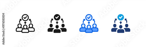 Decision Made Success icon multiple style collection. Vector illustration.