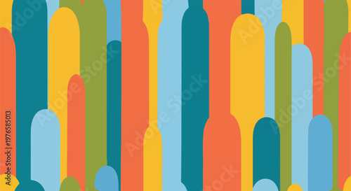 Colorful, abstract background with overlapping, rounded vertical shapes