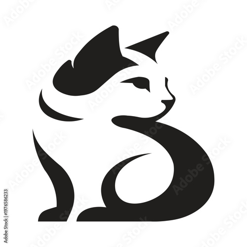 image of a cat silhouette illustration. Images of cats generally show small carnivorous mammals (Felidae family) with soft fur, sharp almond-shaped eyes, long whiskers (misai), and sensitive ears. The