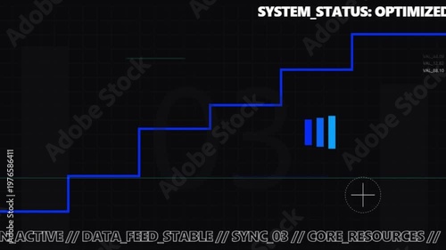 Futuristic Digital HUD Interface Displaying Blockchain Data Analytics And System Status For High Tech Visualization