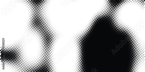 Set of halftone dots gradient pattern texture isolated on white background. Straight dotted spots using halftone circle dot raster texture. Vector blot half tone collection.