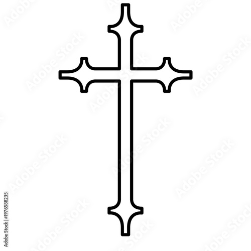 Christian cross Black cross symbol vector illustration religious faith sign, Christian crucifix icon, minimalist spiritual design, isolated graphic