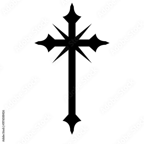 Christian cross Black cross symbol vector illustration religious faith sign, Christian crucifix icon, minimalist spiritual design, isolated graphic