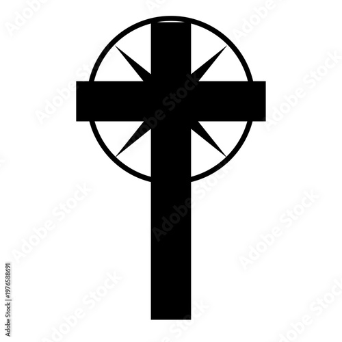 Christian cross Black cross symbol vector illustration religious faith sign, Christian crucifix icon, minimalist spiritual design, isolated graphic