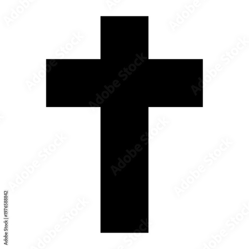 Christian cross Black cross symbol vector illustration religious faith sign, Christian crucifix icon, minimalist spiritual design, isolated graphic