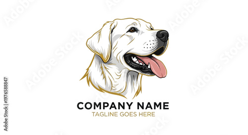Expressive illustration of a happy cream-colored dog's head, ideal for pet business branding and logos