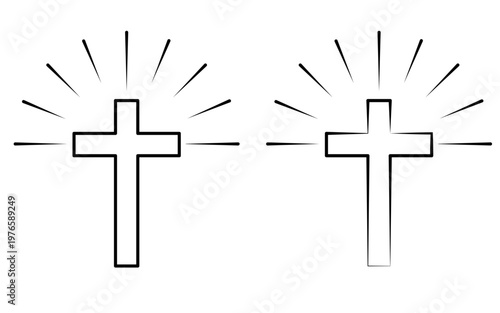 Set of christian cross icons  black cross symbol vector illustration religious faith sign, Christian crucifix icon, minimalist spiritual design, isolated graphic vector