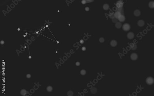 Abstract background. Molecules technology with polygonal shapes, connecting dots and lines. Connection structure. Big data visualization.