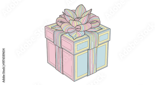 Colorful gift box with ribbon bow.