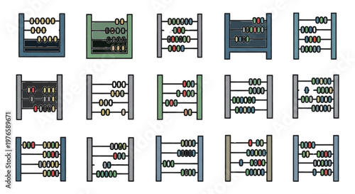 Vector illustration of set of colorful abacus counting frames for children education on a transparent background
