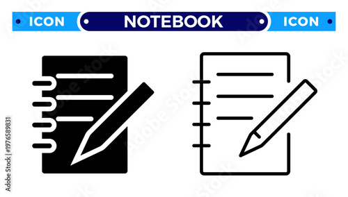 Notebook and Pencil Reporting Notes and Journalism Vector Icon Set