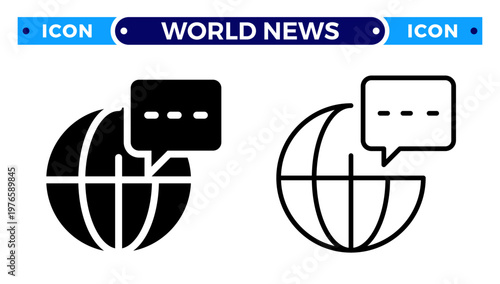 Global Communication and World News Chat International Media Vector Icon Set