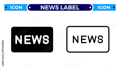 Digital News Label Headline Badge and Media Press Vector Icon Set
