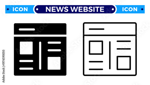 Digital Newspaper Layout News Website and Online Article Presentation Vector Icon Set