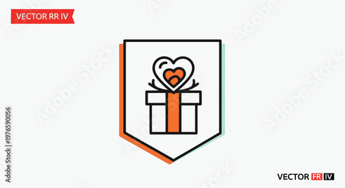 Gift box with heart symbol vector.