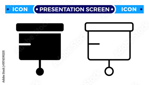 Presentation Screen and Projection Board Business Briefing Vector Icon Set