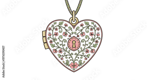 Heart shaped locket with floral design 2.