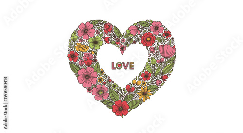 Heart Shaped Flowers Love Concept.