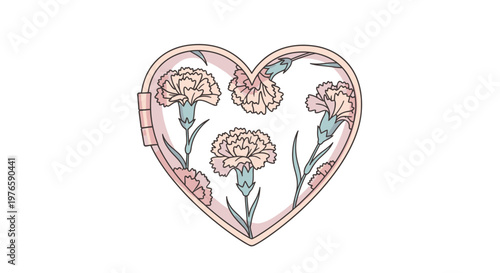 Heart Shaped Locket with Pink Flowers.