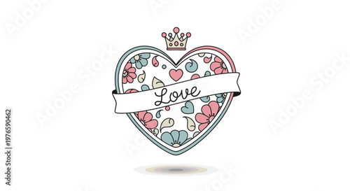 Heart Shaped Love Symbol With Crown.