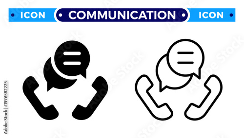 Telephone and Chat Support Communication Vector Icon Set