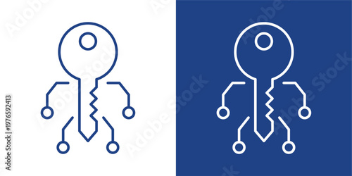 Data Encryption Blue And White Icon Style Collection