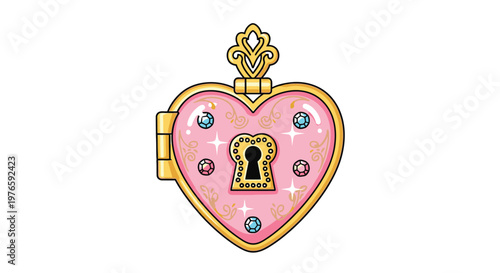 Pink heart shaped lock with gems.