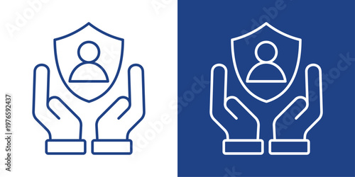 Data Safeguarding Blue And White Icon Style Collection