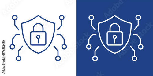 Cyber Security Blue And White Icon Style Collection