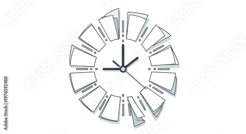 Abstract Clock Face Design with Radial Elements, Time Concept Illustration