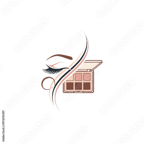 Elegant Makeup Palette and Eye Illustration.