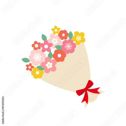 Colorful mixed flower bouquet in diagonal layout decorative floral illustration for general gift use vector