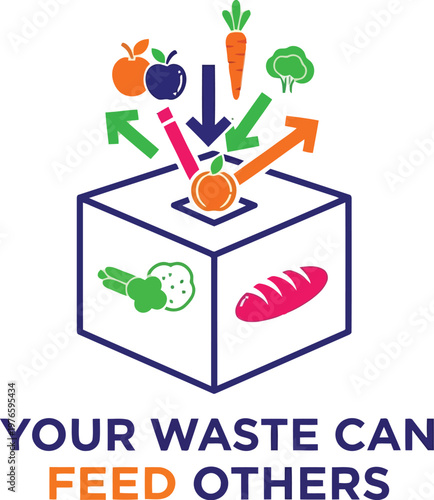 food donation box icon representing community support hunger relief and sustainable waste reduction charity concept