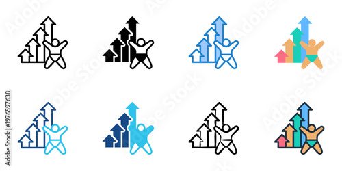 Piaget's stages icons set multiple style collection. Editable stroke 
