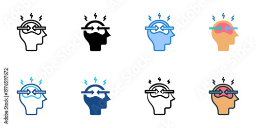 Cognitive dissonance icons set multiple style collection. Editable stroke 
