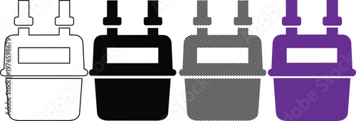 Set of utility meters icons gas meter and water meter in different styles vector illustration.