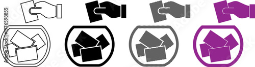 Voting box vector illustration, hand putting ballot into container for elections and democracy.