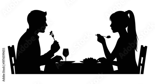 A quiet dinner shared between two people enjoying each other's company over a meal Vector, illustration