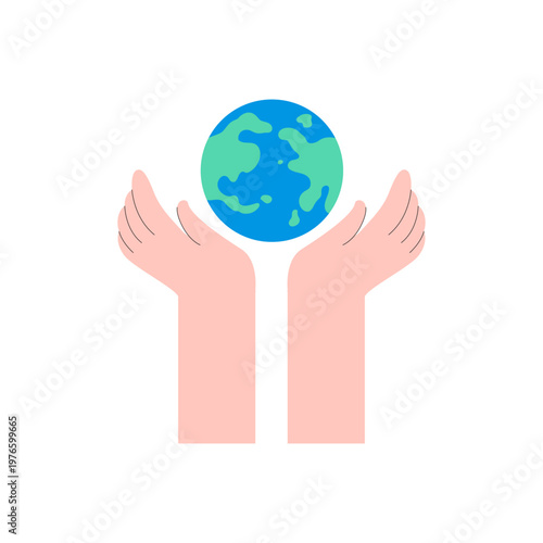 world care with hands holding earth for element design