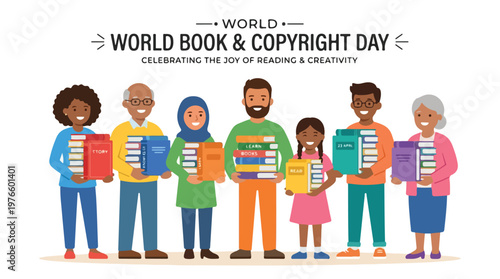 vector of people group celebrating "World Book and Copyright Day" 009