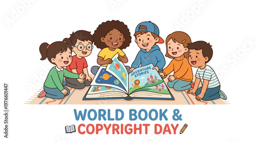 vector of children student celebrating "World Book and Copyright Day" 008