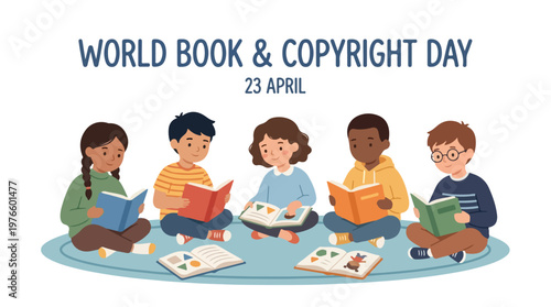 vector of children student celebrating "World Book and Copyright Day" 007