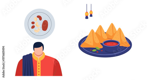 Ancient pharaoh overseeing agricultural and blood analysis depictions Vector, illustration