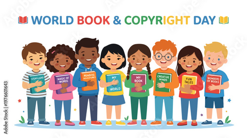 vector of children student celebrating "World Book and Copyright Day" 006