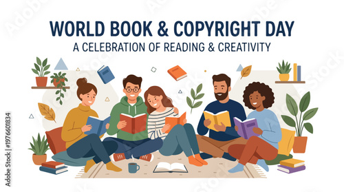 vector of people group celebrating "World Book and Copyright Day" 007