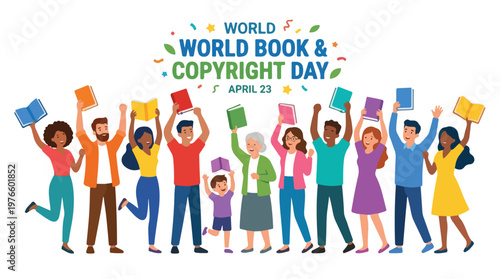 vector of people group celebrating "World Book and Copyright Day" 006