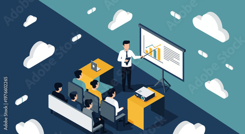 Isometric Corporate Business Presentation and Training Seminar