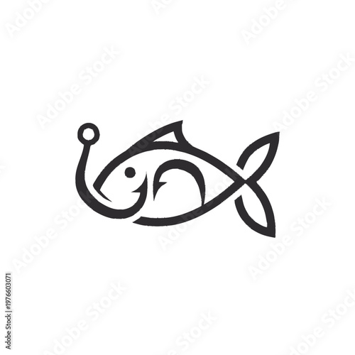 Stylized Fish Hook Logo Design.