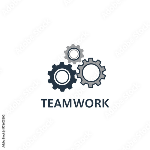 Teamwork concept: Three gears interlocking, symbolizing collaboration and synergy